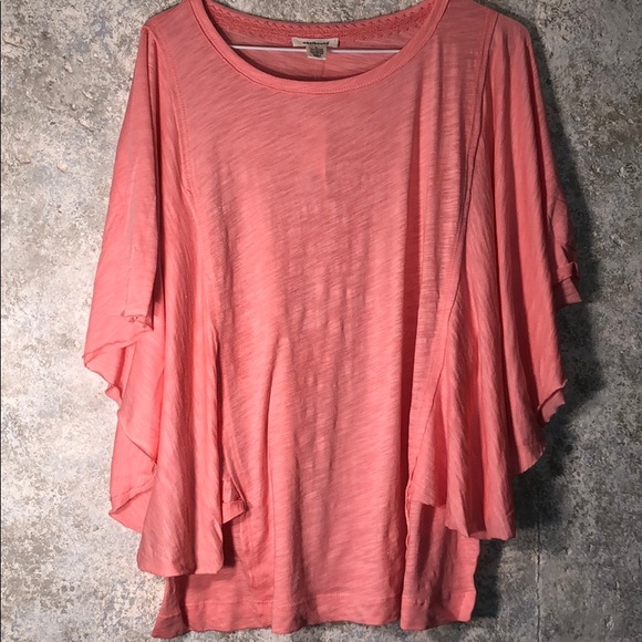 Westbound size L flutter sleeve cotton blend top - Picture 2 of 6